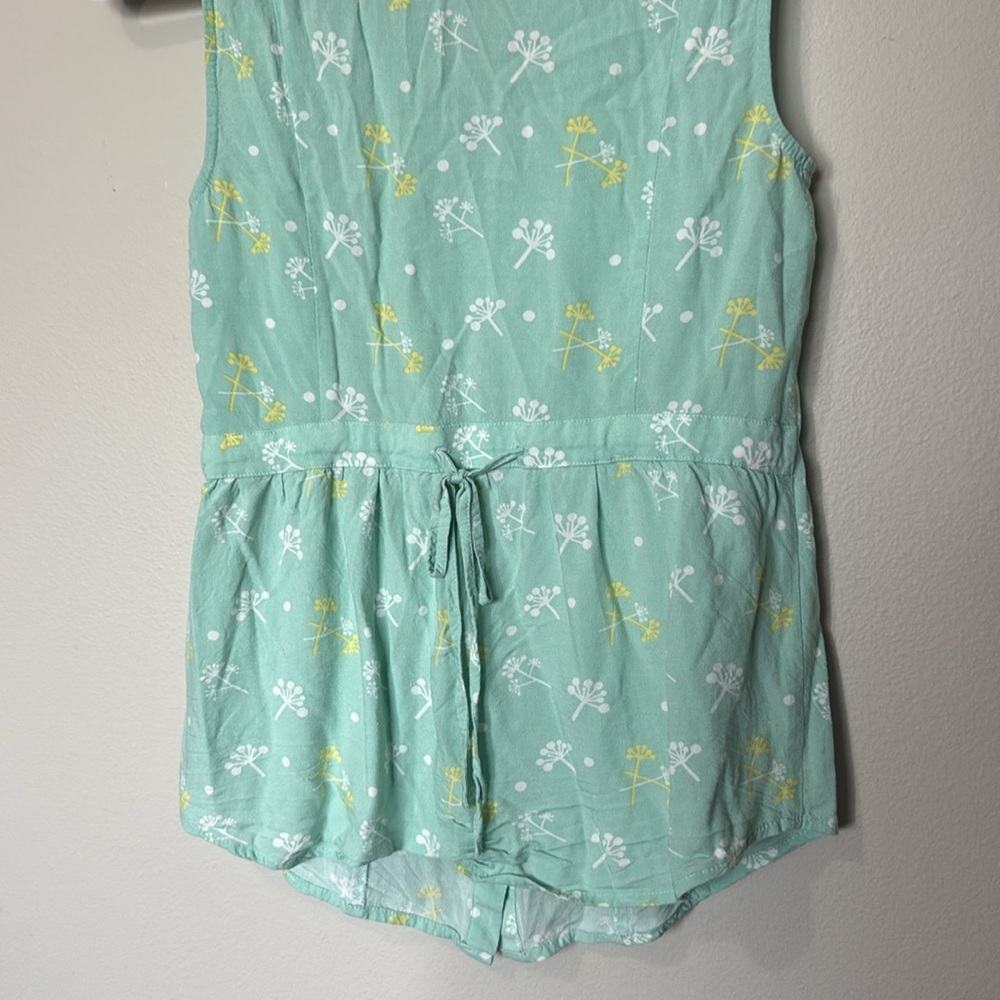 ModCloth Retro Sleeveless Mint Green Tank Floral Button Up Dandelions XS - Picture 7 of 9